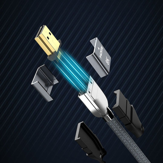 Wozinsky HDMI 2.1 Cablu HDMI de sex masculin - HDMI de sex masculin 2m Gri