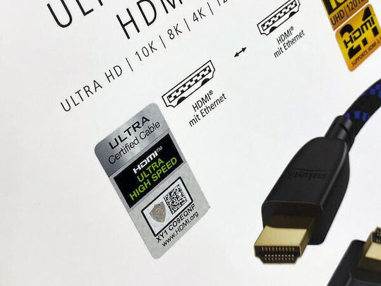 Inakustik HDMI 2.1 Ultra High Speed 48Gbps 4K 120Hz HDR VRR Cable HDMI Male - HDMI Male 5m Black