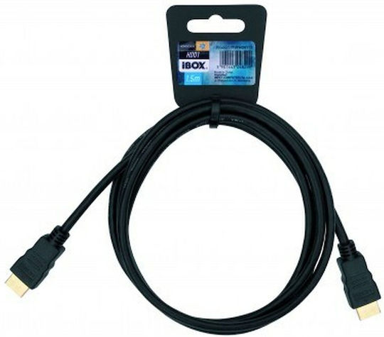 iBox HDMI 1.4 High Speed 1080p 120Hz Braided Cable HDMI male - HDMI male 1.5m Μαύρο