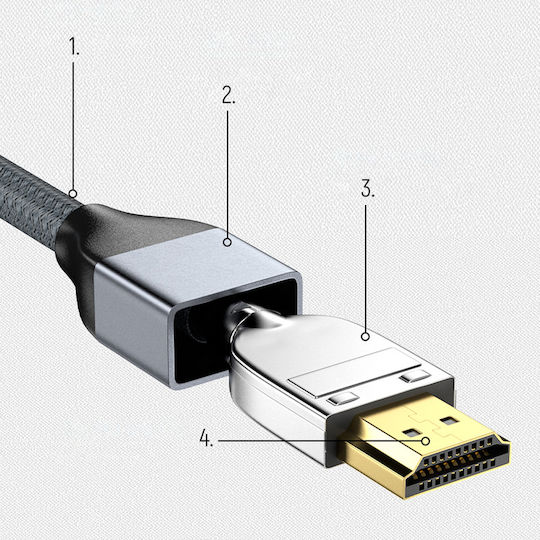 Wozinsky HDMI 2.1 Ultra High Speed 48Gbps 4K 120Hz HDR VRR Cable HDMI Male - HDMI Male 1m Gray
