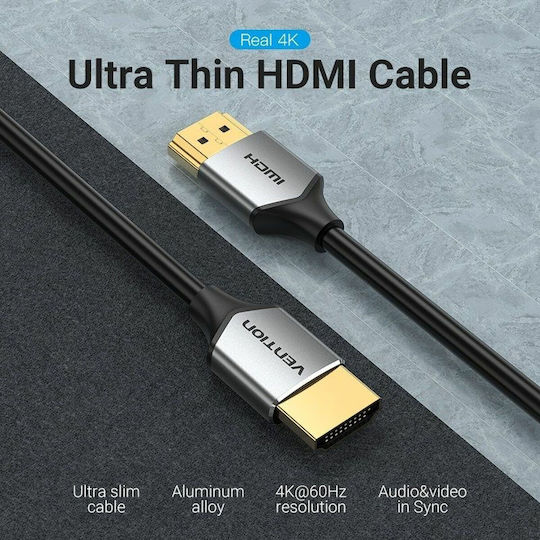 Vention Ultra Thin HDMI 2.0 Premium High Speed 4K 60Hz HDR Cable HDMI male - HDMI male 0.5m Γκρι