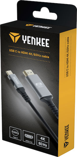 Yenkee HDMI-Kabel 2.0 Premium High Speed 4K 60Hz HDR Länge HDMI-Stecker - USB-C-Stecker 1,5m Schwarz