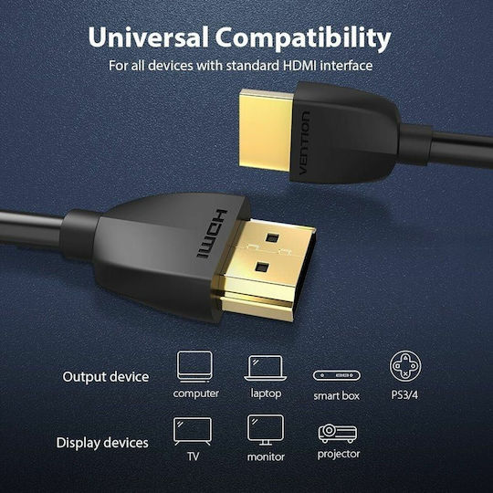 Vention HDMI 2.0 Premium High Speed 4K 60Hz HDR Cable HDMI Male - HDMI Male 1m Black