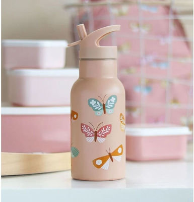 A Little Lovely Company Double Wall Stainless Steel Bottle 350ml Butterflies