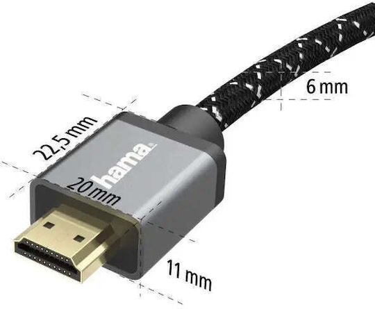 HAMA Cablu HDMI Ultra High Speed 2.1 Ultra High Speed 48Gbps 4K 120Hz HDR VRR HDMI De Sex Masculin - HDMI De Sex Masculin 2m Negru