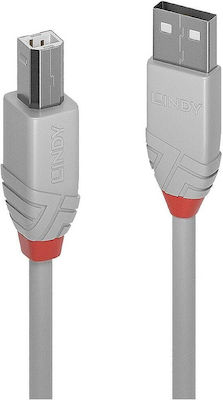 Lindy 1m USB 2.0 Cable A-Male to B-Male Gray (36682)