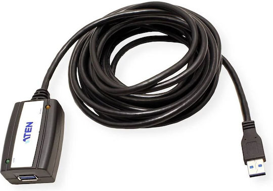 Aten USB 3.0 Кабел USB-A мъжки - USB-A женски Черен 5м UE350A