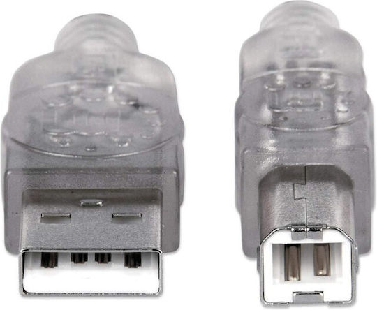 Manhattan 1.8m USB 2.0 Cable A-Male to B-Male Silver (333405)