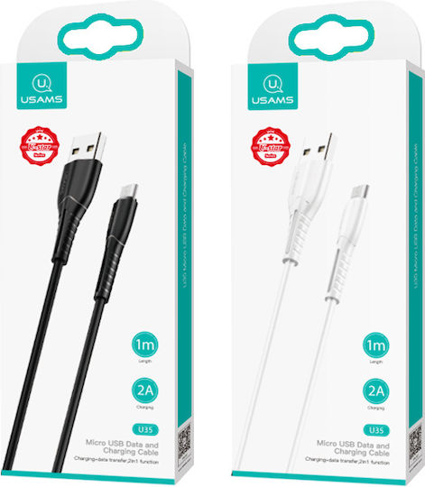 Usams Regular USB 2.0 to micro USB Cable Μαύρο 1m (US-SJ365)