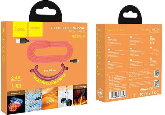 Hoco X21 Braided USB 2.0 spre micro USB Cablu Roșu 1m (HC-X21MR) 1buc