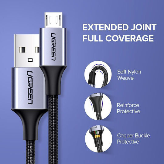 Ugreen US290 1m Regular USB 2.0 to micro USB Cable Silver (60151)