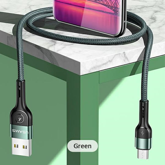 Usams U55 1m Braided USB 2.0 to micro USB Cable Green (SJ450USBSG02)