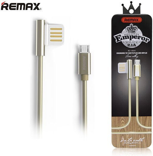 Remax Angle (90°) / Regular USB 2.0 to micro USB Cable Χρυσό 1m (Emperor)