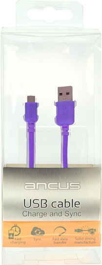 Ancus Плетена USB 2.0 до микро USB кабел Лилав 1м (05023) 1бр