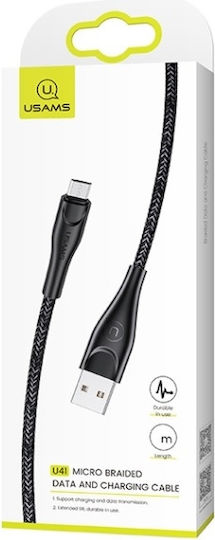 Usams U41 Плетена USB 2.0 до микро USB кабел Черен 2м (SJ396USB01) 1бр