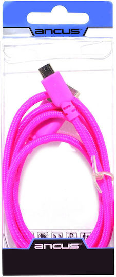 Ancus Braided USB 2.0 to micro USB Cable Ροζ 1m (05019)