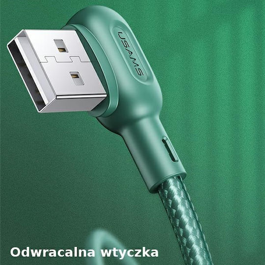 Usams U57 Winkel (90°) / Geflochten / LED USB 2.0 auf Micro-USB-Kabel Grün 1.2m (SJ458USB02) 1Stück