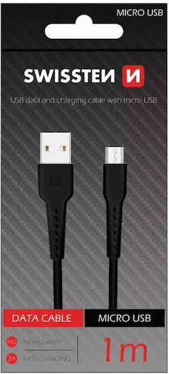 Swissten Regular USB 2.0 spre micro USB Cablu Negru 1m (71505520) 1buc