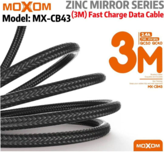 Moxom Braided USB 2.0 to micro USB Cable Ασημί 3m (MX-CB43)