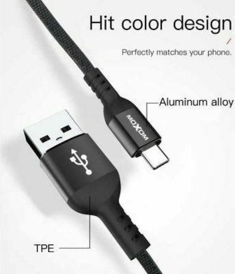 Moxom Braided USB 2.0 to micro USB Cable Ασημί 3m (MX-CB43)