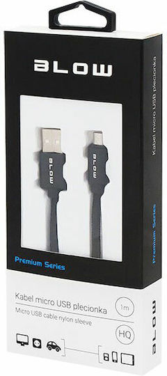 Blow Premium Geflochten USB 2.0 auf Micro-USB-Kabel Schwarz 1m 1Stück