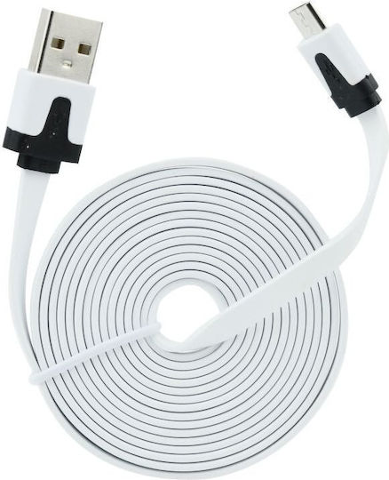 Flat Micro USB 2.0 Равен USB 2.0 до микро USB кабел Бял 1.2м 1бр