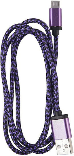 Braided USB 2.0 to micro USB Cable Μωβ 1m (CAB-0027PU)