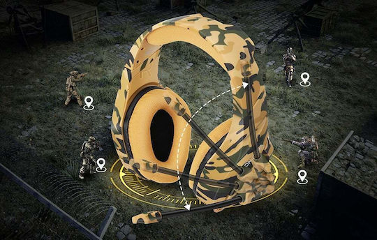 Onikuma Onikuma K1-B Camouflage Over Ear Gaming Headset με σύνδεση 3.5mm Κίτρινο