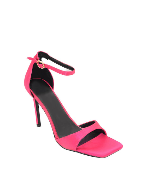 Morena Spain Women's Sandals with Ankle Strap Fuchsia with High Heel