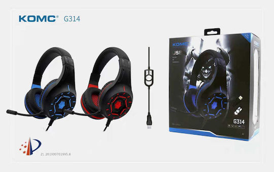 Komc G314 Over Ear Gaming Headset με σύνδεση USB Μπλε