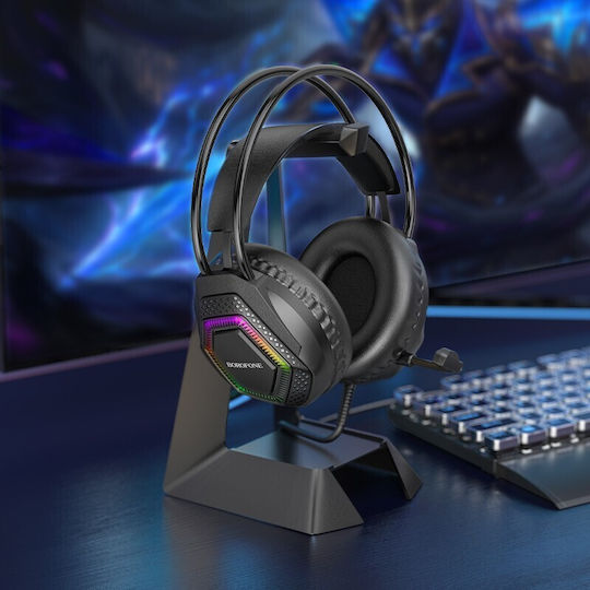 Borofone BO105 Over Ear Gaming Headset με σύνδεση 3.5mm / USB Thunder Black