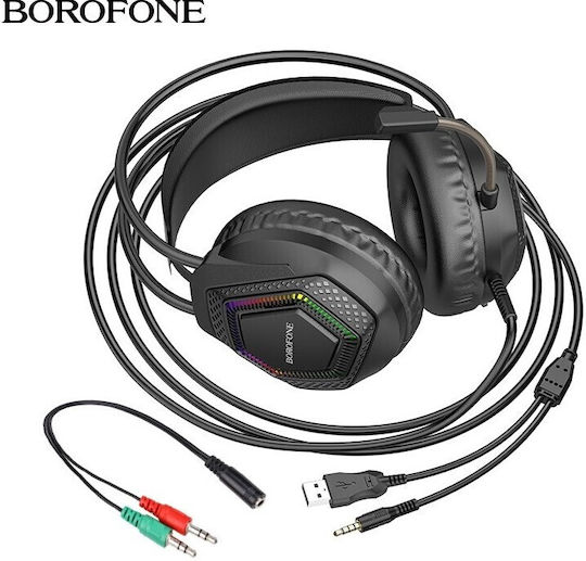 Borofone BO105 Over Ear Gaming Headset με σύνδεση 3.5mm / USB Thunder Black