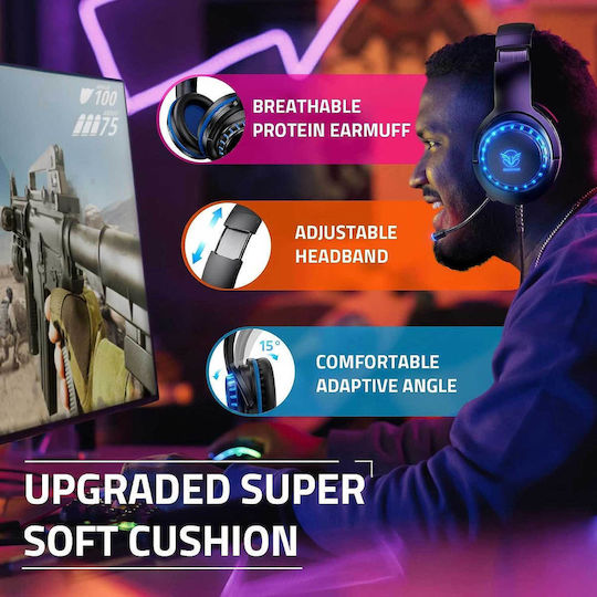 Pacrate H11G Over Ear Gaming Headset with 3.5mm / USB Connectivity Blue for Nintendo Switch / PC / PS4 / PS5 / XBOX