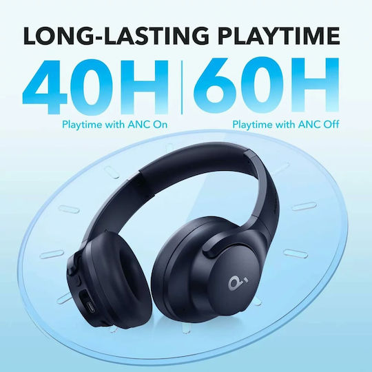 Soundcore by Anker Q20i Wireless / Wired Over Ear Headphones with 40 hours of Operation and Quick Charge Blue