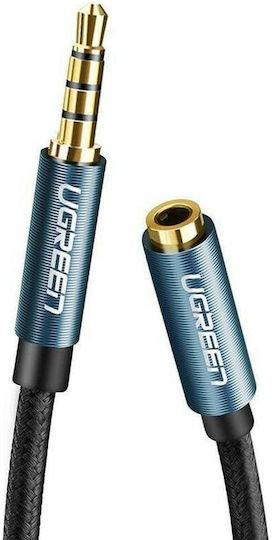 Ugreen TRRS 3.5mm Male to 3.5mm Female Audio Cable Blue 0.5m with Gold Plated Terminals 40672