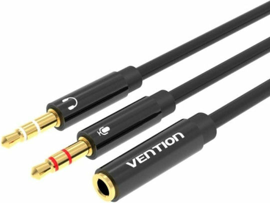Vention 3.5mm Female to 2x 3.5mm Male Audio Cable Black 0.3m BBTBY