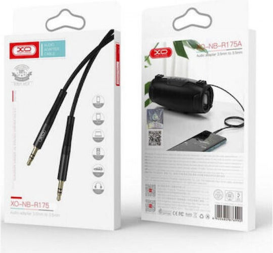 XO 3,5mm Klinkenkabel 3,5mm Stecker - 3,5mm Stecker Schwarzes 2m mit Vergoldeten Anschlüssen XO-NB-R175B