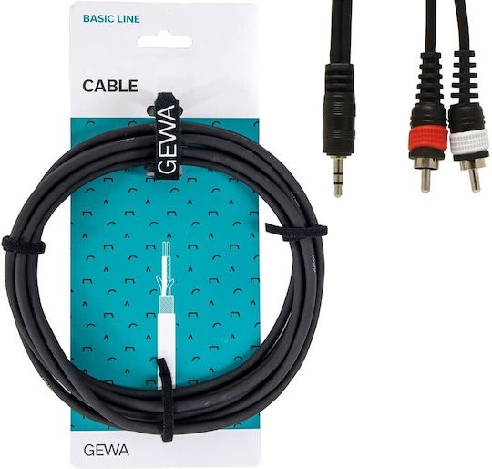 Alpha Audio 3.5mm Male To RCA Male Audio Cable Black 3m 190165