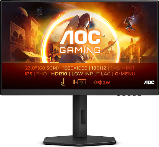 AOC 24G4XE IPS HDR Spiele-Monitor 23.8" FHD 1920x1080 180Hz mit Reaktionszeit 0.5ms GTG