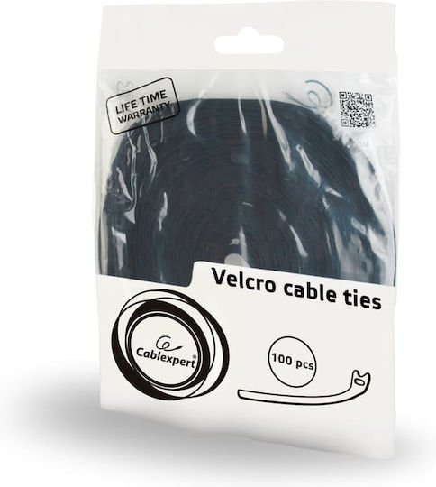 Cablexpert Pack of 100pcs Black Velcro Cable Ties 210x12mm GM-VT210