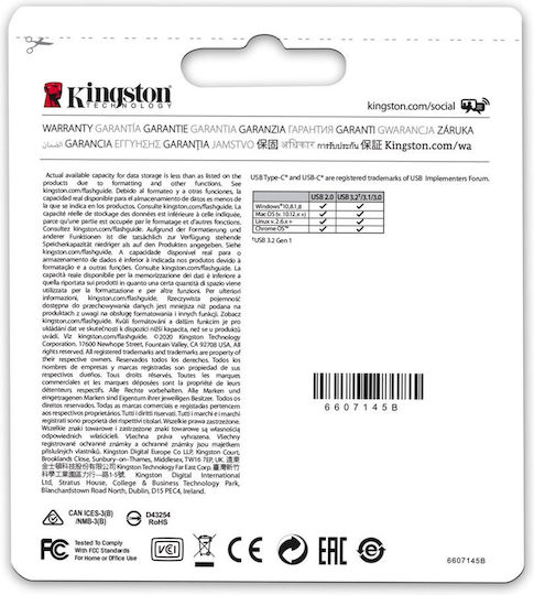 Kingston DataTraveler MicroDuo 3C 64GB USB 3.1 Stick with connection USB-A & USB-C Purple