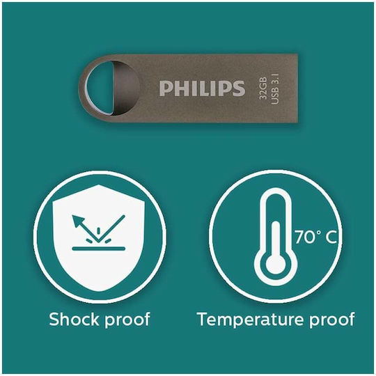 Philips Moon 32GB USB 3.1 Stick Ασημί