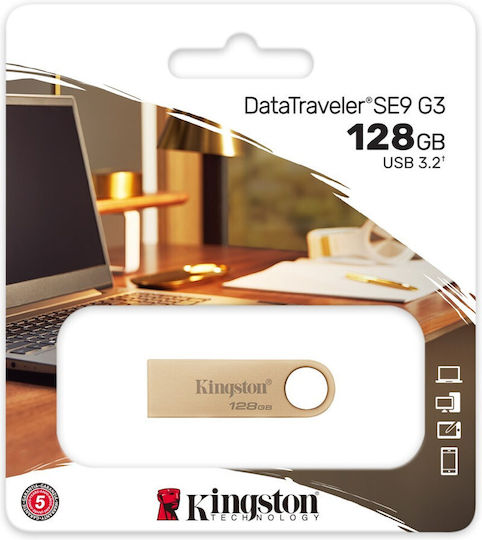Kingston Datatraveler Se9 G3 128GB USB 3.2 Stick Gold