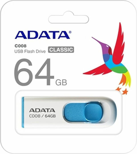Adata C008 64GB USB 2.0 Stick Λευκό