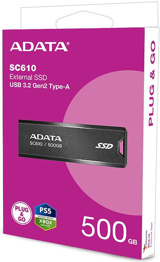 Adata SC610 500GB USB 3.2 SSD Stick Μαύρο