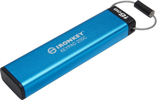 Kingston IronKey Keypad 200C 16GB USB 3.2 Stick with connection USB-C Blue