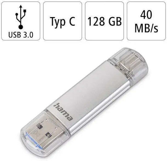 HAMA C-laeta 128GB USB 3.0 Stick Gray