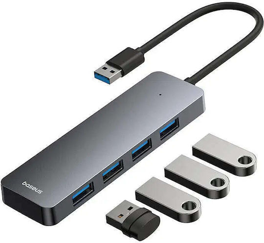 Baseus Ultrajoy USB Хъб с 4 USB 3.0 Порта и USB-A Интерфейс Сив