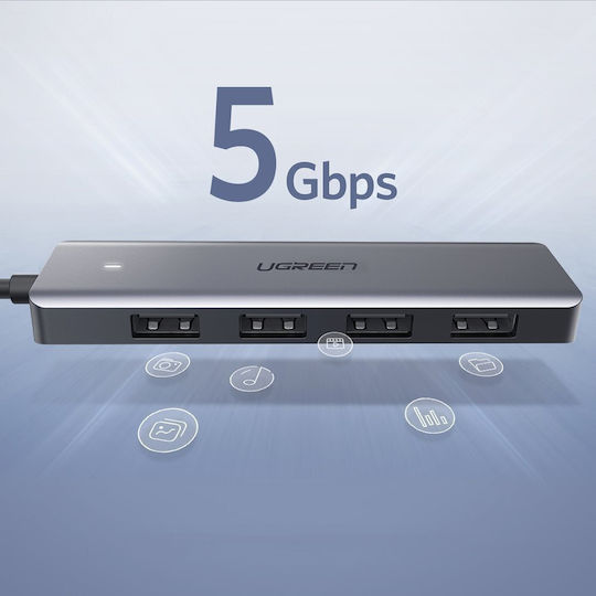 Ugreen CM219 Hub 4 Anschlüsse USB 3.0 mit USB-A Anschluss Grau