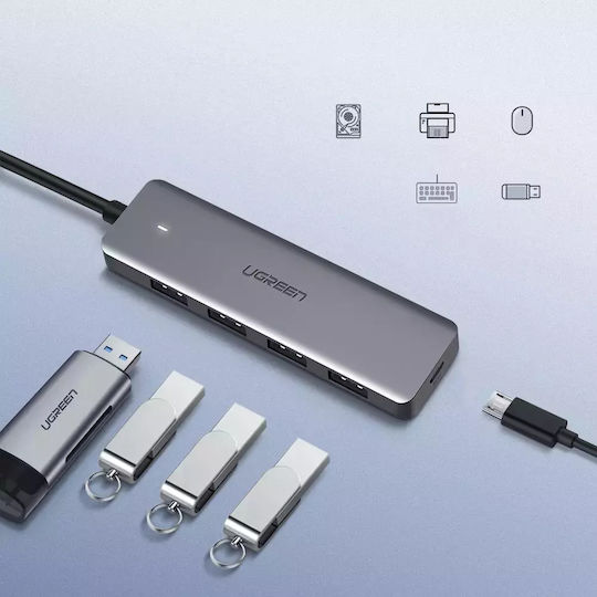 Ugreen CM219 Hub 4 Anschlüsse USB 3.0 mit USB-A Anschluss Grau